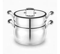 Couscoussier Inox Premium 4/6/8 L - Couvercle Verre + Joint Silicone - Fond Encapsulé - Compatible Induction & Lave-vaisselle - Sans Revêtement Antiadhésif - 22/24/26 cm (8 Litres 6+ Personnes)