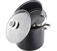Couscoussier multifonction 3-en-1, diamètre 24 cm, capacité 8 litres, en acier inoxydable avec revêtement en pierre, couleur noire