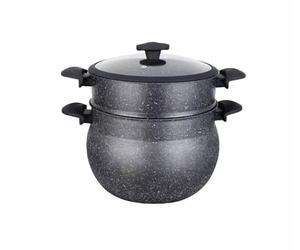Couscoussière 28 cm – 12 litres - Cocotte vapeur haut de gamme avec revêtement en marbre,