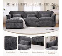 Coussin 2-Zits Bank Chenille - Gris - Rembourrage en mousse à mémoire de forme - Port de charge USB
