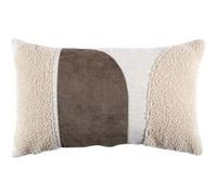 Coussin 30x50cm Crème Motifs Arrondis Marron et Bouclette Déhoussable - ARCAL -