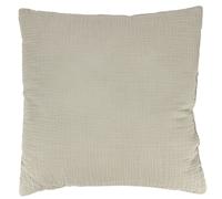 Coussin 40x40 cm double gaze de coton et sherpa GAZE & SHERPA beige galet
