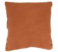 Coussin 40x40 cm double gaze de coton et sherpa GAZE & SHERPA marron caramel