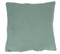 Coussin 40x40 cm double gaze de coton et sherpa GAZE & SHERPA vert amande