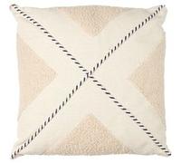 Coussin 40x40cm avec Tissu Bouclette Beige et Motif Géométrique Noir et Blanc - STACY - ALTOBUY Beige G