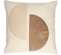 Coussin 40x40cm Crème Motifs Demi-Cercles Marron et Bouclette Déhoussable - ARCAL - ALTOBUY Beige G