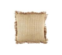 Coussin 40x40cm en Jute et Lin Tressé Doré avec Franges Déhoussable - SARRY