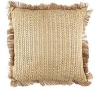 Coussin 40x40cm en Jute et Lin Tressé Doré avec Franges Déhoussable - SARRY