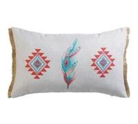 Coussin à Franges "Ayanna" 30x50cm Gris Clair Imprimé G