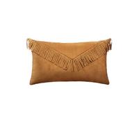 - Coussin à franges effet suédine Pop - L. 50 x l. 30 cm - Jaune ocre - Pop