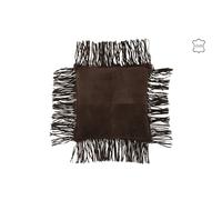 Coussin à franges en cuir marron 45x45x8 cm