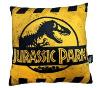 SD Toys - Coussin carré Caution Logo Jurassic Park - Jaune - Emballage sous vide - 45 x 45 cm
