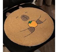 Coussin antidérapant pour siège d'enfant Unyqoos®, 40 x 40 cm, forme ronde, en peluche avec motif capybara, rembourrage en coton, housse amovible et lavable, idéal pour la maison et l'école