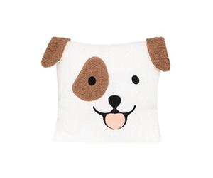 - Coussin Bouclette Chien "Scott" 40x40cm Blanc