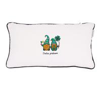 Coussin brodé Saint-Patrick 60x30 cm Blanc Lutins irlandais Leprechaun Série limitée
