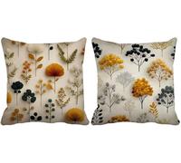 Coussin Canape Crème Housse de Coussin 55x55 Moderne Motif Design, Lot de 2 Exterieur Impermeable Lin Matériau Cushion Covers avec Fermeture Eclair Invisible pour Printemps Eté Jardin Salon g-9415