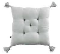 Coussin Capitonné 40x40cm avec Pompons Gaze de Coton Eucalyptus - OUREA - ALTOBUY Vert G