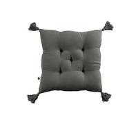 Coussin Capitonné 40x40cm avec Pompons Gaze de Coton Granit - OUREA - ALTOBUY Gris G