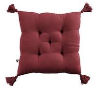 Coussin Capitonné 40x40cm avec Pompons Gaze de Coton Lie de Vin - OUREA - ALTOBUY Rouge G