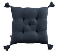 Coussin Capitonné 40x40cm avec Pompons Gaze de Coton Minuit - OUREA - ALTOBUY Bleu G
