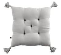 Coussin Capitonné 40x40cm avec Pompons Gaze de Coton Nuage - OUREA - ALTOBUY Gris G