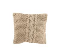 Coussin carré en coton beige 50x50x12 cm