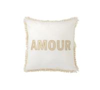 Coussin carré en textile blanc 45x45x3.75 cm