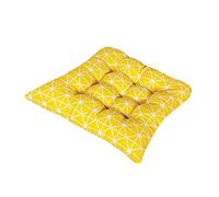 Coussin carré Lin épais imprimé géométrique Liens antidérapant Sol Jardin Bureau,à Carreaux Jaunes,40 x 40 x 7 cm
