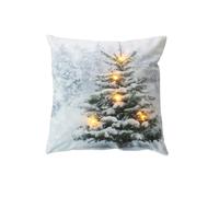 Coussin carré lumineux en velours imprimé sapin - 40 x 40 cm