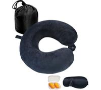 Coussin cervical et coussin de voyage Unyqoos® en forme de U – 100 % mousse à mémoire de forme, ergonomique, revêtement en velours doux avec fermeture éclair, 280 g, pliable jusqu'à 1/3, inclut un mas