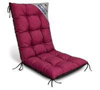 Coussin Chaise Jardin Dossier Haut 50x120 cm - Matelas Siege Extérieur Mobilier Confort Imperméable Bordeaux