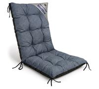 Coussin Chaise Jardin Dossier Haut 50x120 cm - Matelas Siege Extérieur Mobilier Confort Imperméable Jean lin écologique