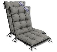 Coussin Chaise Jardin Dossier Haut Set: 2x 50x120 cm - Matelas Siege Extérieur Mobilier Confort Imperméable Gris lin écologique