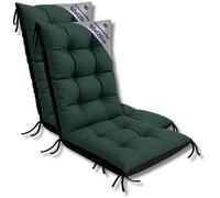 Coussin Chaise Jardin Dossier Haut Set: 2x 50x120 cm - Matelas Siege Extérieur Mobilier Confort Imperméable Vert
