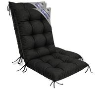 Amazinggirl Coussin Fauteuil Jardin Dossier Haut Set: 2X 50x120 cm - Coussins pour Chaises de Jardin & Fauteuil Extérieur Graphite Lin écologique Coussin Chaise Exterieur Épais 10 cm avec Attaches