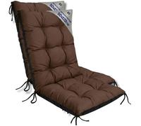 Coussin Chaise Jardin Dossier Haut Set: 2x 50x120 cm - Matelas Siege Extérieur Mobilier Confort Imperméable Brun