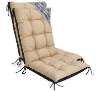 Coussin Chaise Jardin Dossier Haut Set: 2x 50x120 cm - Matelas Siege Extérieur Mobilier Confort Imperméable Beige