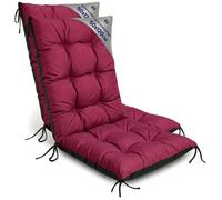 Coussin Chaise Jardin Dossier Haut Set: 2x 50x120 cm - Matelas Siege Extérieur Mobilier Confort Imperméable Bordeaux