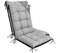 Coussin Chaise Jardin Dossier Haut Set: 2x 50x120 cm - Matelas Siege Extérieur Mobilier Confort Imperméable Gris