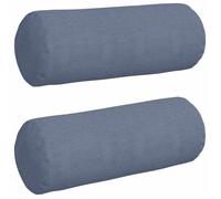 Coussin cylindrique en velours côtelé - vidaXL - Bleu - φ 25 x 70 cm - Housses amovibles - Rembourrage polyester
