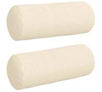 Coussin cylindrique en velours côtelé - vidaXL - Ivoire - φ 15 x 40 cm - Housses amovibles - Rembourrage polyester