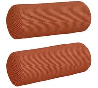 Coussin cylindrique en velours côtelé - vidaXL - Rouge orange - 15x15x40 cm - Housses amovibles - Rembourrage polyester