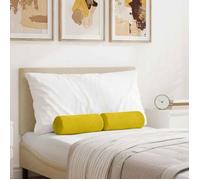 Coussin d'accent - VIDAXL - Cylindrique Ø15 x 40 cm - Velours côtelé - Jaune - Lot de 2
