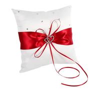 Coussin d'alliances - HEN - Rouge - Tissu polyester et satin - Diamants artificiels