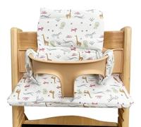 Coussin d'assise pour chaise haute Stokke Tripp Trapp : double rembourrage, imperméable, coussin de siège pour enfant, amovible, en coton biologique, accessoire doux (zoo)