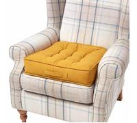 Coussin d'assise rehausseur en coton - HOMESCAPES - Jaune moutarde - 50 x 50 x 10 cm - Coussin pour fauteuil - Non déhoussable