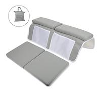 Coussin de bain rectangulaire en néoprène gris clair, coussin de salle de bain pour la douche et la natation en plein air, coussin dorsal à ventouse antidérapante, tapis de genoux