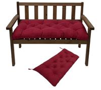 Coussin de banc de jardin 90/100/110/120 x 50 cm - Coussin rembourré épais avec attaches - Pour intérieur et extérieur (bordeaux, 110 x 50 x 8 cm)