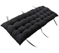 Coussin de banc de jardin avec attaches de fixation, 2-3 places, coussin de balancelle épais, coussin de banc confortable pour meubles d'extérieur et d'intérieur 53 x 170 cm, noir