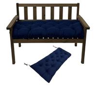 Coussin de banc de jardin épais et rembourré pour intérieur/extérieur, 90/100/110/120 x 50 cm avec attaches - Bleu marine